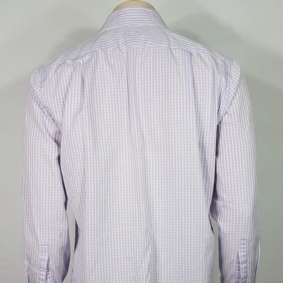 purple white waffle plaid dress shirt mens 16.5 - Picture 6 of 8
